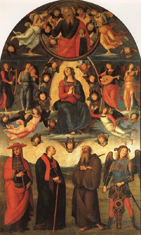PERUGINO, Pietro The Assumption of the Virgin with Saints Norge oil painting art